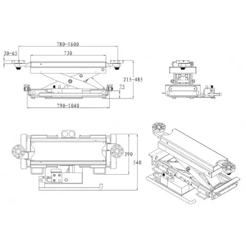Подъемник гидравлический осевой (траверса) г/п 2 т Хорекс Авто HRJP-XT2H
