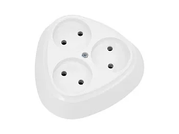 Розетка 3-ая (открытая, б/з) белая, Пралеска, Bylectrica