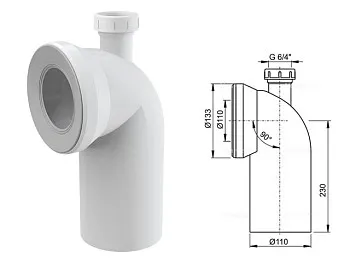 Колено для унитаза 90° с присоединением DN40, Alcaplast