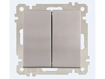 Выключатель 2-клав. (скрытый, без рамки, пруж. зажим) серебро, DARIA, MUTLUSAN