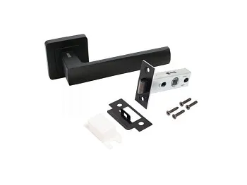 Комплект ручка и защелка АЛЛЮР АРТ "КОЛОМБО"  BL+L45-8 BL (23150/S45) матовый черный  (20) (компл)