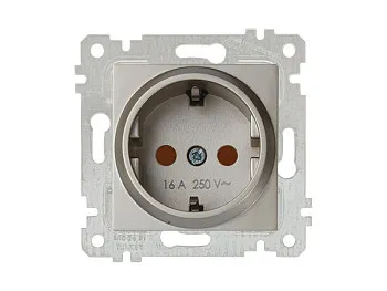 Розетка 1-ая (скрытая, без рамки, с/з, шторки) титан, RITA, MUTLUSAN