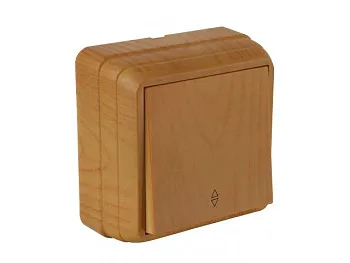 Выключатель 1-клав. проходной (открытый), дуб, BRON, MUTLUSAN