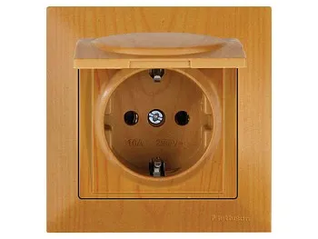 Розетка 1-ая (скрытая, с/з, с крышкой) дуб, DARIA, MUTLUSAN
