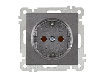 Розетка 1-ая (скр, б/рамки, с/з, шторки) дымчатая, CANDELA (DARIA), MUTLUSAN