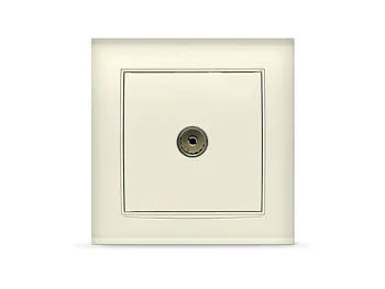 Розетка 1-ая телевизионная (скрытая) слоновая кость, Бриллиант, UNIVersal