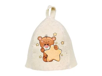 Шапка  для бани детская "Мишка", HOT POT из войлока