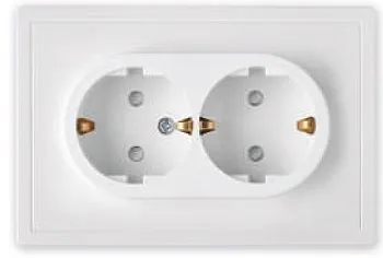 Розетка 2-ая (скрытая, с/з, со шторками) белая, Carre, BYLECTRICA