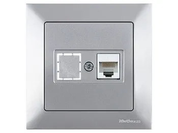 Розетка компьютерная 1xRJ45 (Cat5e, скрытая) серебро, DARIA, MUTLUSAN