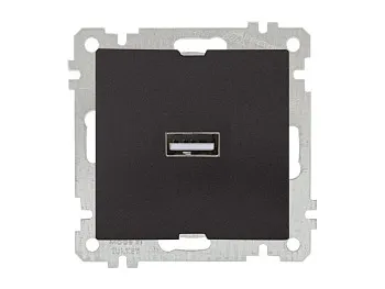 Розетка 1-ая USB (скрытая, без рамки) черная, DARIA, MUTLUSAN