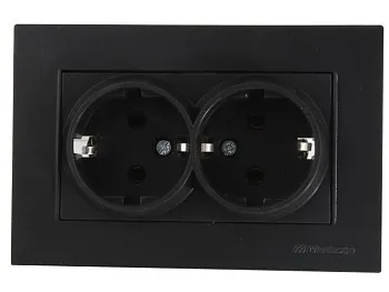 Розетка 2-ая (скрытая,с/з) черная, RITA, MUTLUSAN