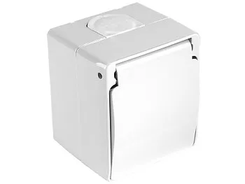 Розетка 1-ая (открытая, с/з, с крышкой) белая, NEMLIYER, MUTLUSAN