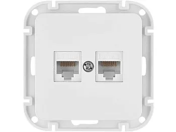 Розетка 2-ая компьютерная (скрытая) белая, Astrum, BYLECTRICA