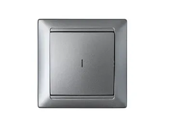 Выключатель 1 клав. (cкрытый, 10А) со световой индикацией, серебро, Стиль, BYLECTRICA