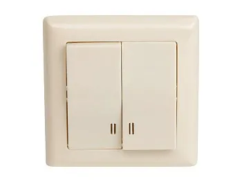 Выключатель 2-клав. (с подсветкой, скрытый, винт. зажим) кремовый, DARIA, MUTLUSAN