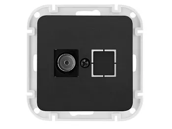 Розетка 1-ая телевизионная (скрытая) карбон, Astrum, BYLECTRICA