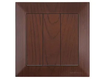 Выключатель 3-клав. (скрытый, винт. зажим) орех, DARIA, MUTLUSAN