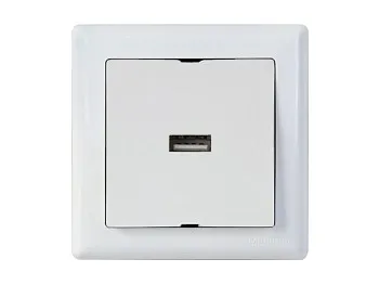 Розетка 1-ая USB (скрытая, горизонт.) белая, DARIA, MUTLUSAN
