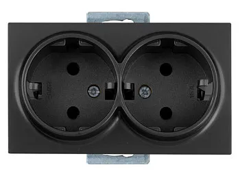 Розетка 2-ая (скрытая, с/з) черная, DARIA, MUTLUSAN