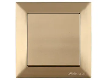 Выключатель 1-клав. двухполюсный (скрытый, винт. зажим) золото, DARIA, MUTLUSAN