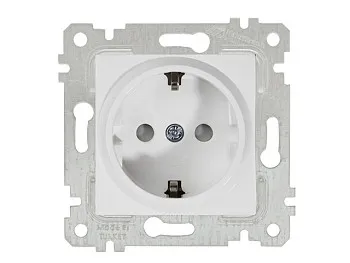 Розетка 1-ая (скрытая, без рамки, с/з, шторки) белая, RITA, MUTLUSAN