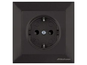 Розетка 1-ая (скрытая, с/з, шторки) черная, DARIA, MUTLUSAN