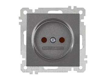 Розетка 1-ая (скрытая, без рамки, б/з, шторки) дымчатая, DARIA, MUTLUSAN