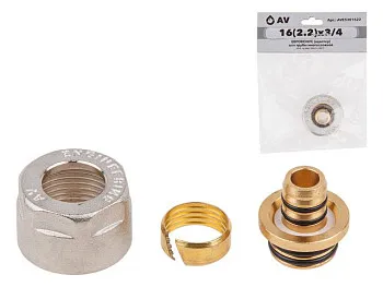 Евроконус (адаптер) 16(2.2) х 3/4" вн. для труб PEX, AV Engineering (инд. упак.)