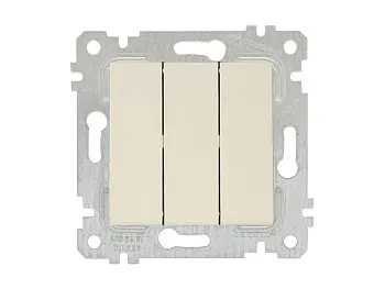 Выключатель 3-клав. (скрытый, без рамки, винт. зажим) кремовы, RITA, MUTLUSAN