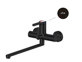 Смеситель для ванны (Lt) D35, серия Lotus черный, a-five