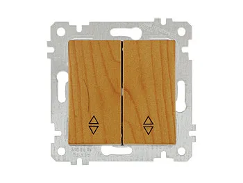 Выключатель проходной 2-клав. (скрытый, без рамки, пруж. зажим) дуб, RITA, MUTLUSAN