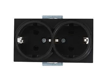 Розетка 2-ая (скрытая, с/з) черная, RITA, MUTLUSAN