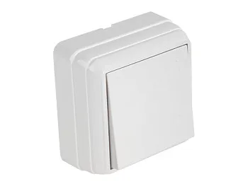 Выключатель 1-клав. (открытый) белый, BRON, MUTLUSAN