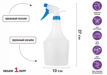 Опрыскиватель ручной 1л с пульверизатором, PERFECTO LINEA