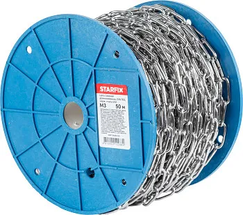 Цепь сварная длиннозвенная М3 нерж.сталь (А2), DIN 763 (бухта 50м) STARFIX