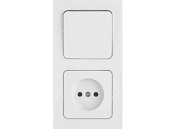 Блок выкл. 1 клав. + розетка (скрытая, б/з) белая, Astrum, BYLECTRICA