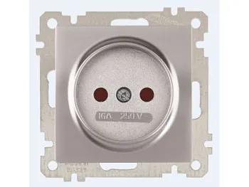 Розетка 1-ая (скрытая, без рамки, б/з, шторки) серебро, DARIA, MUTLUSAN