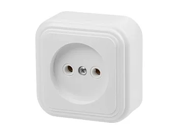 Розетка 1-ая (открытая, б/з) белая, Стандарт, Юпитер