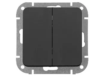 Выключатель 2 клав. проходной (скрытый, 10А) карбон, Astrum, BYLECTRICA