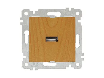 Розетка 1-ая USB (скрытая, без рамки) дуб, RITA, MUTLUSAN