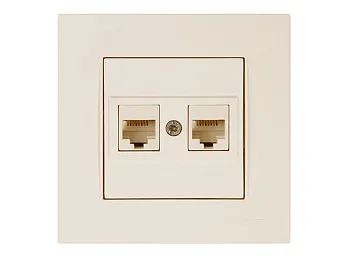 Розетка компьютерная 2xRJ45 (Cat6, скрытая) кремовая, RITA, MUTLUSAN