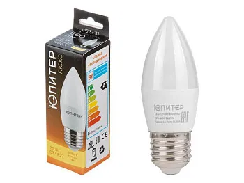 Лампа светодиодная C37 СВЕЧА 7,5 Вт 170-240В E27 3000К ЮПИТЕР ЛЮКС