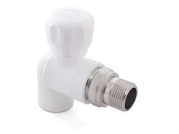 Кран шар. ПП для радиатора 20х1/2" угл., бел. РТП