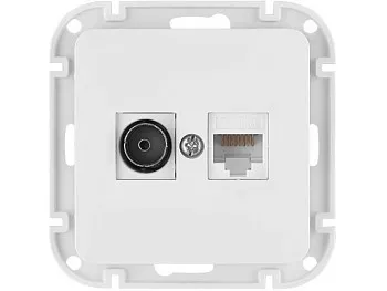 Розетка 2-ая комби компьютерная+телевизионная (скрытая) белая, Astrum, BYLECTRICA