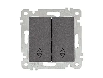 Выключатель проходной 2-клав. (скрытый, без рамки, пруж. зажим) дымчатый, RITA, MUTLUSAN