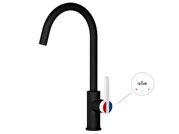 Смеситель для кухни (Lt) D35, серия Rose черный + белый, a-five