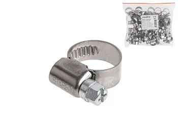 Хомут червячный 20-32 мм, нерж.сталь (W2) (50 шт в пакете) STARFIX