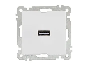 Розетка 1-ая USB (скрытая, без рамки) белая, DARIA, MUTLUSAN