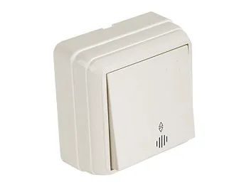 Выключатель 1-клав. проходной (с подсветкой, открытый) кремовый, BRON, MUTLUSAN