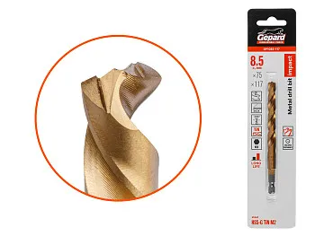 Сверло по металлу шестигр. 8.5х75х117 мм HSS-G TIN GEPARD